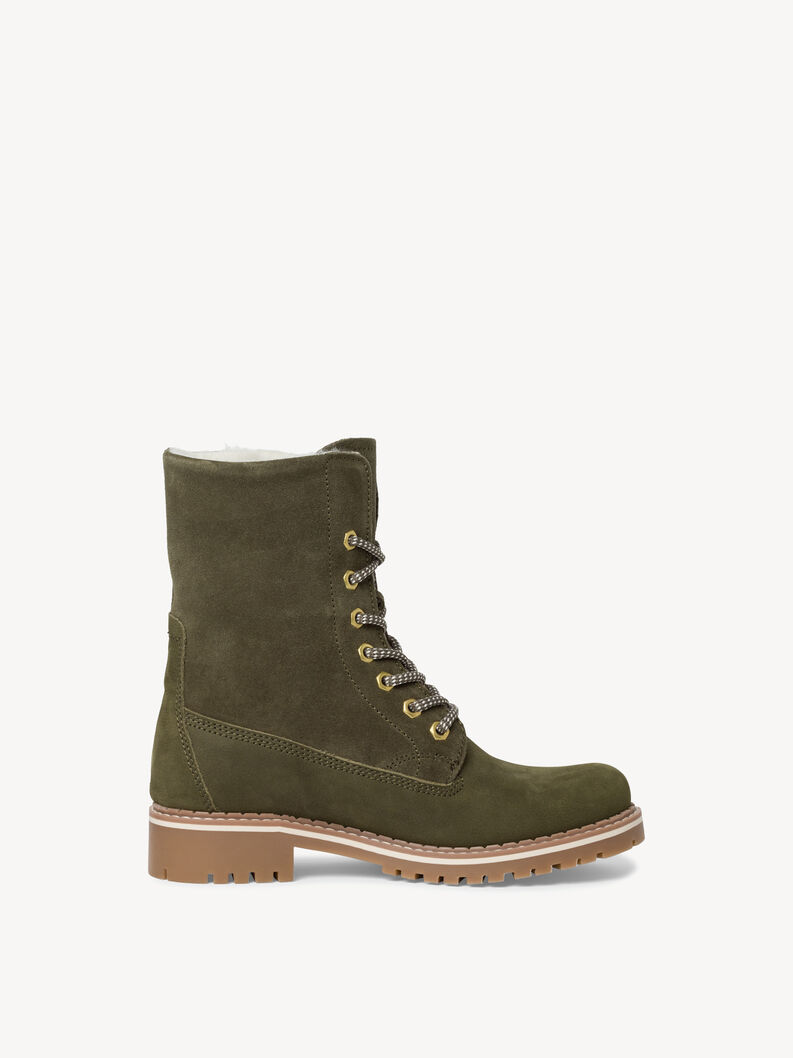 Leather Bootie - green warm lining, OLIVE, hi-res