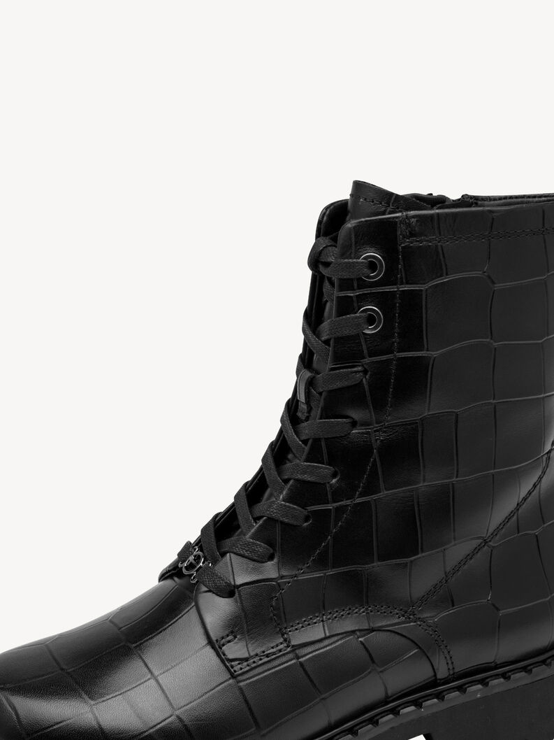 Lederstiefelette - schwarz, BLACK CROCO, hi-res