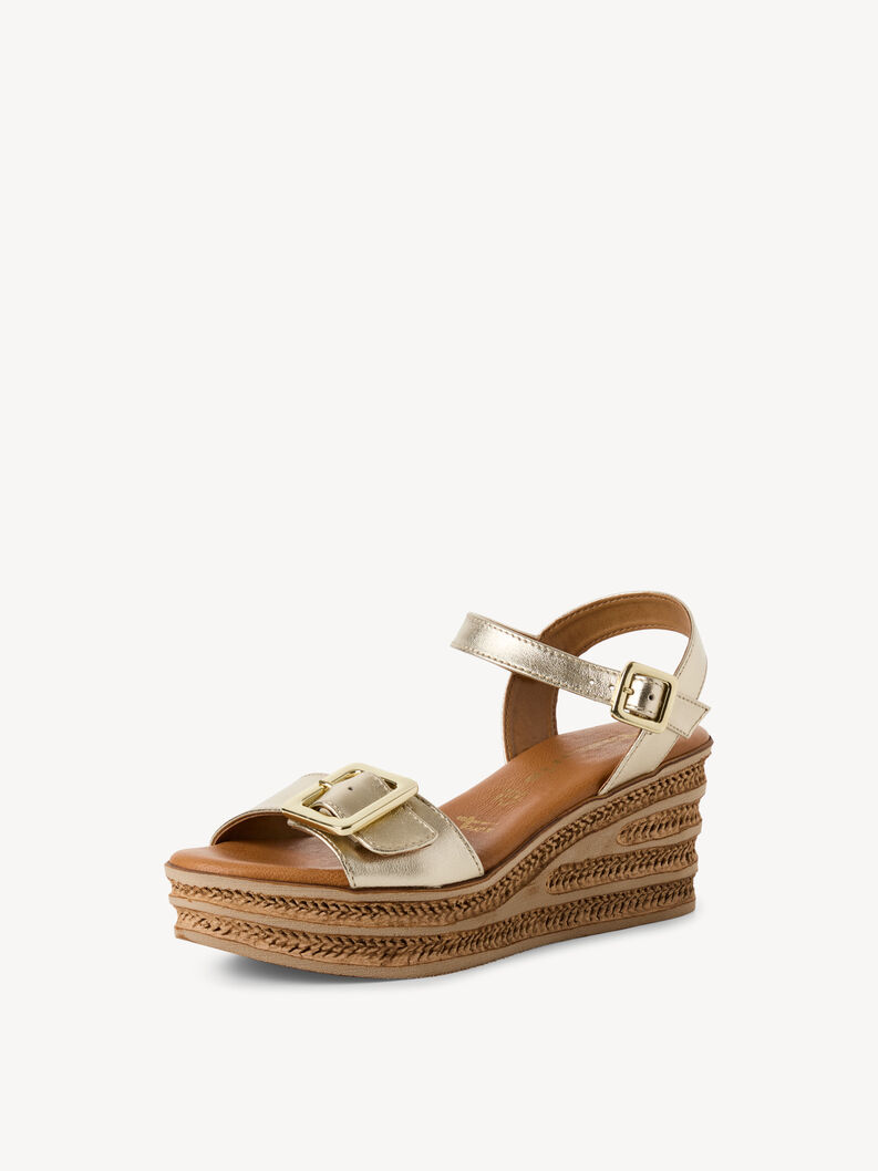 Ledersandalette - gold, LIGHT GOLD MET, hi-res