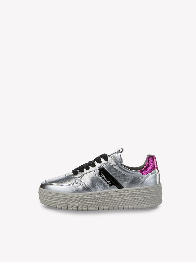Ledersneaker - metallic, SILVER COMB, hi-res