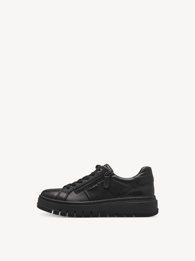 Leren Sneaker - zwart, BLACK, hi-res