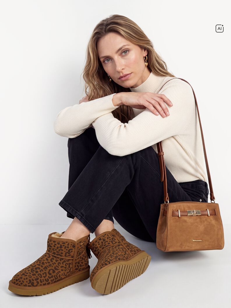 Lederstiefelette - braun Warmfutter, LEOPARD, hi-res