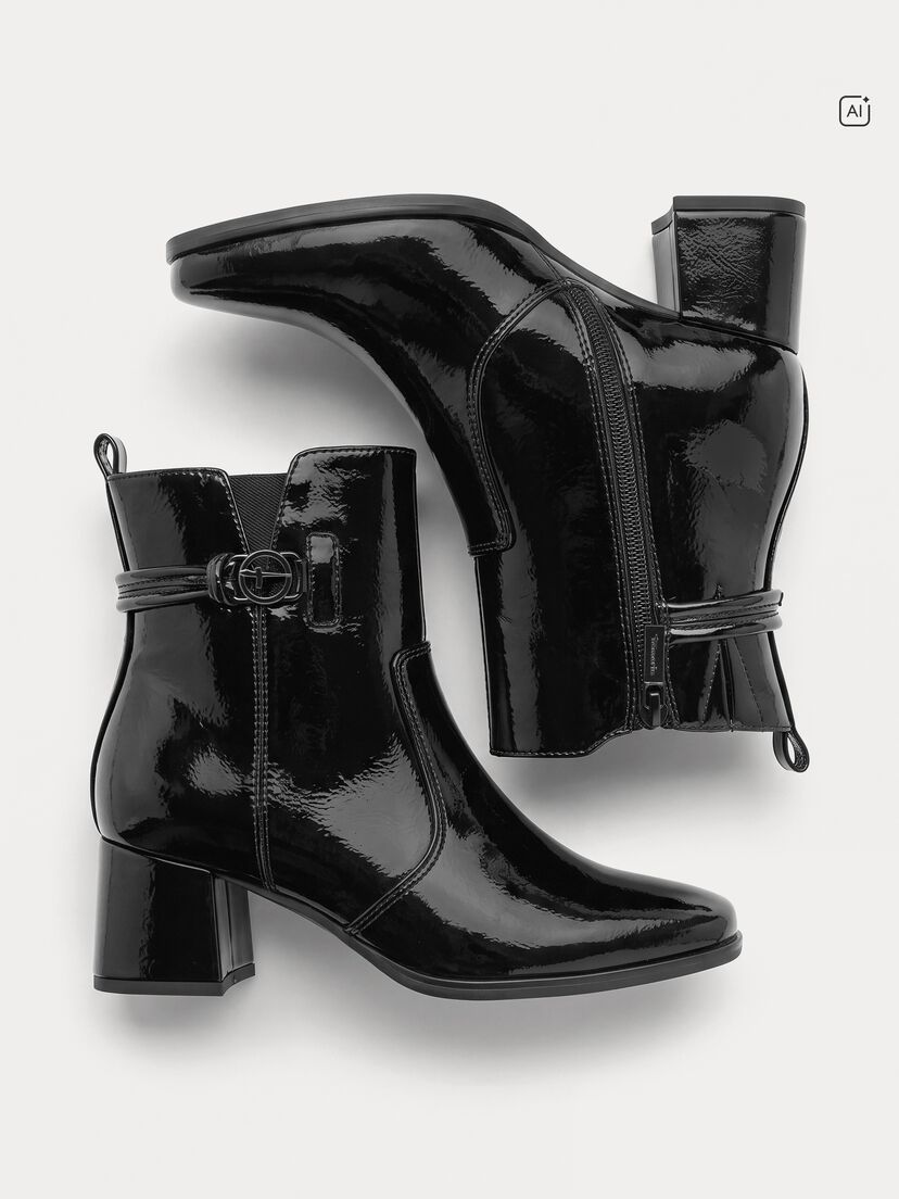 Enkellaarsje - zwart, BLACK PATENT, hi-res