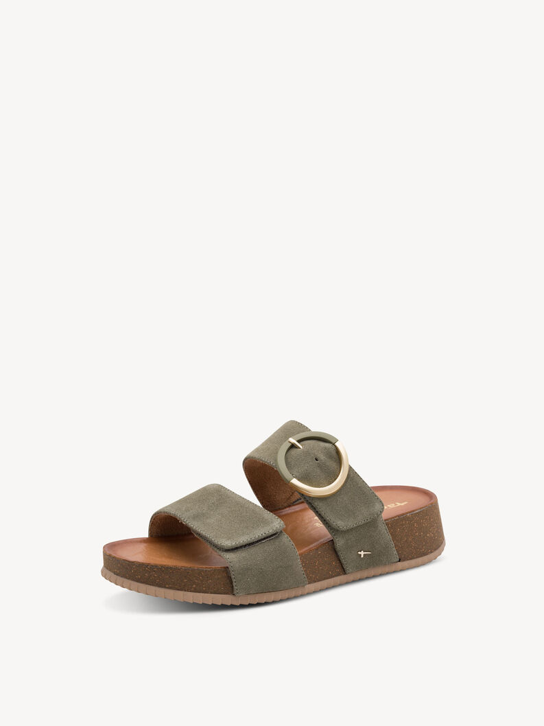 Lederpantolette - khaki, SAGE SUEDE, hi-res