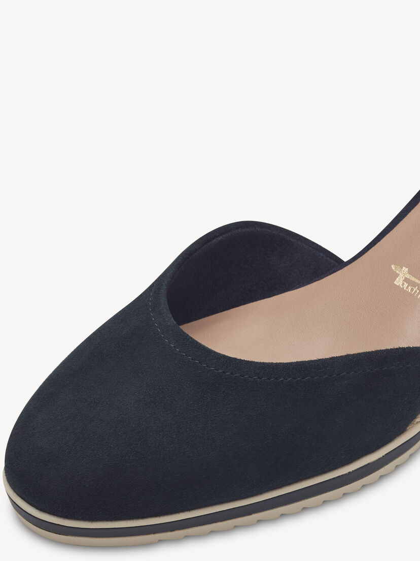 Leren Sleehakpumps - blauw, NAVY, hi-res