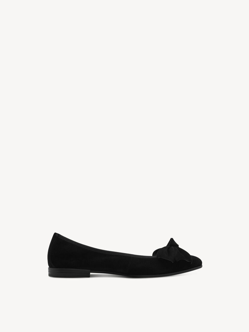 Leren Ballerina - zwart, BLACK, hi-res
