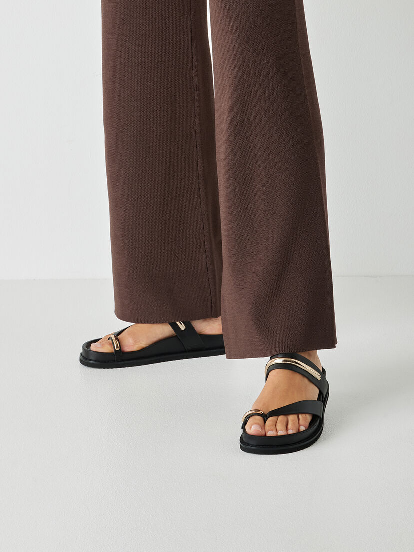 Leren Slipper - zwart, BLACK, hi-res