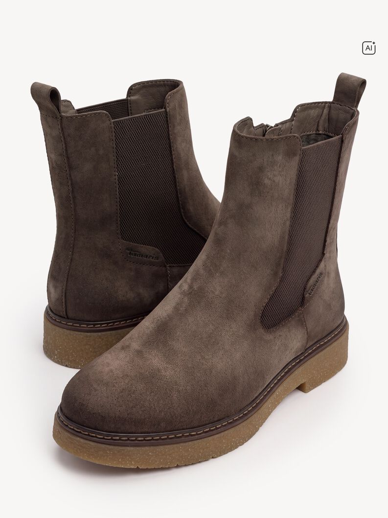 Leren Chelseaboot - grijs, MUSHROOM, hi-res