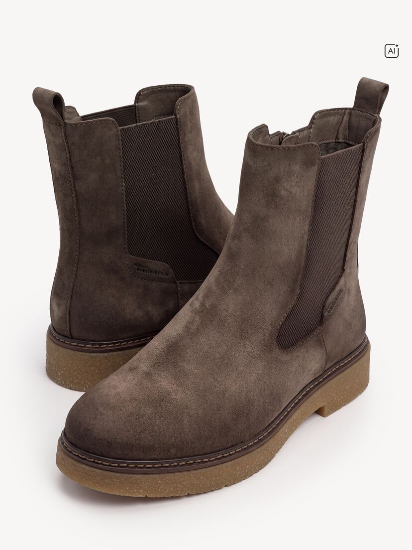 Leren Chelseaboot - grijs, MUSHROOM, hi-res