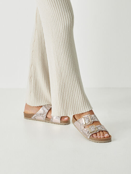 Pantolette, BEIGE/SNAKE, hi-res