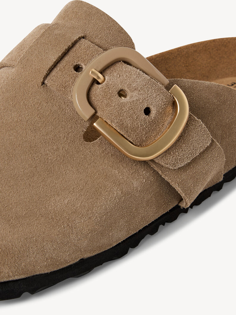 Lederpantolette - beige, TAUPE, hi-res