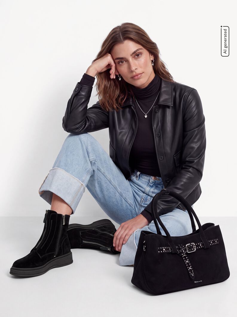 Lederstiefelette - schwarz, BLACK, hi-res