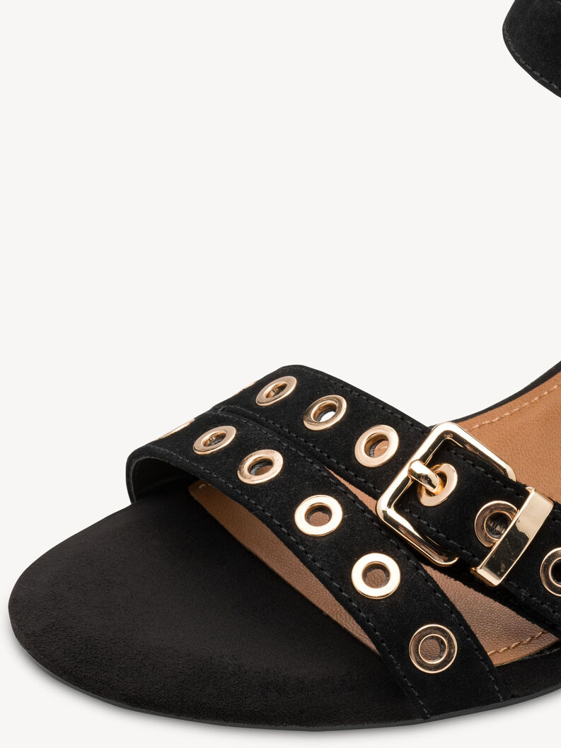 Leather Heeled sandal - black, BLACK, hi-res