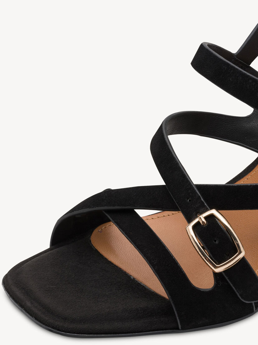 Leren Sandaaltje - zwart, BLACK SUEDE, hi-res