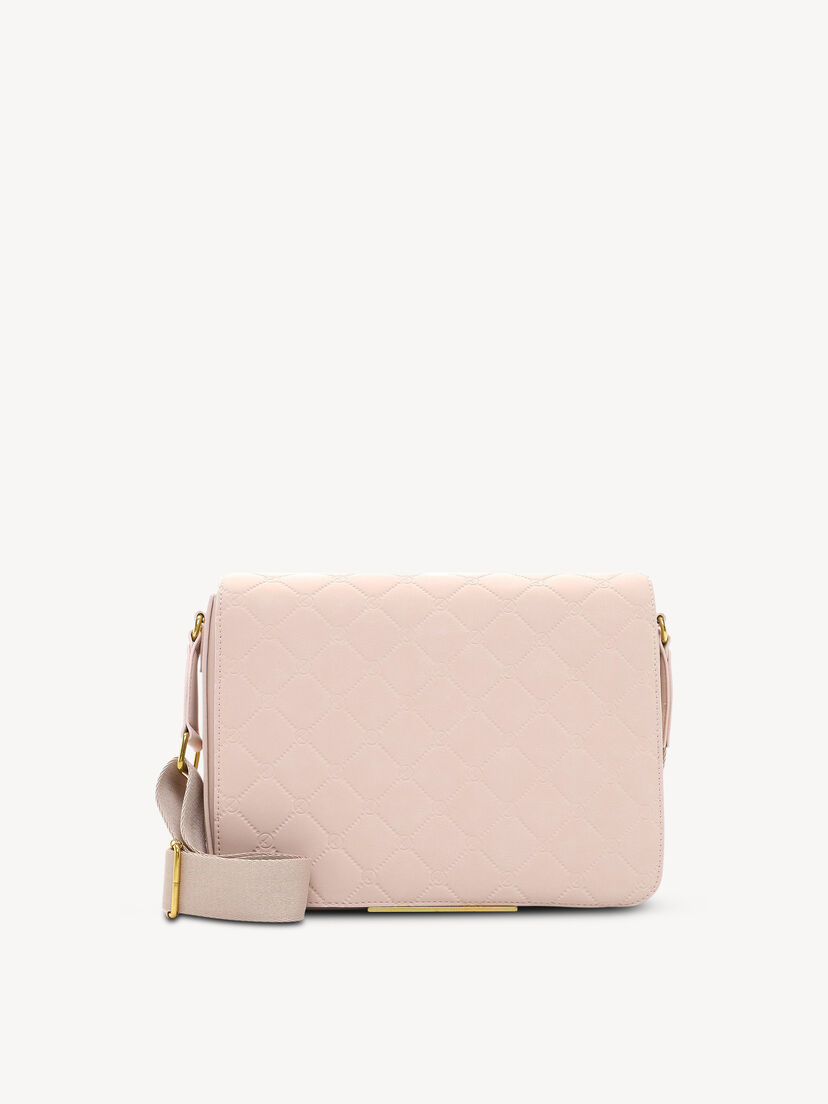Roze gewatteerde schoudertas met gouden metalen accenten