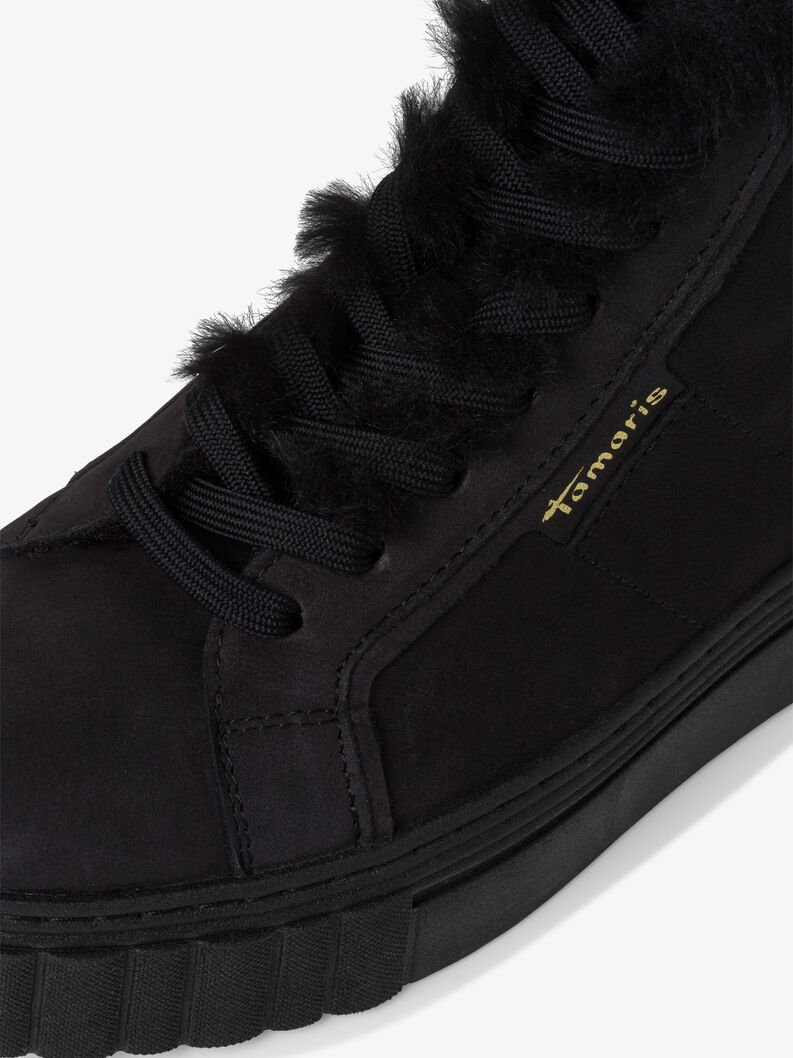 Lederstiefelette - schwarz Warmfutter, BLACK, hi-res