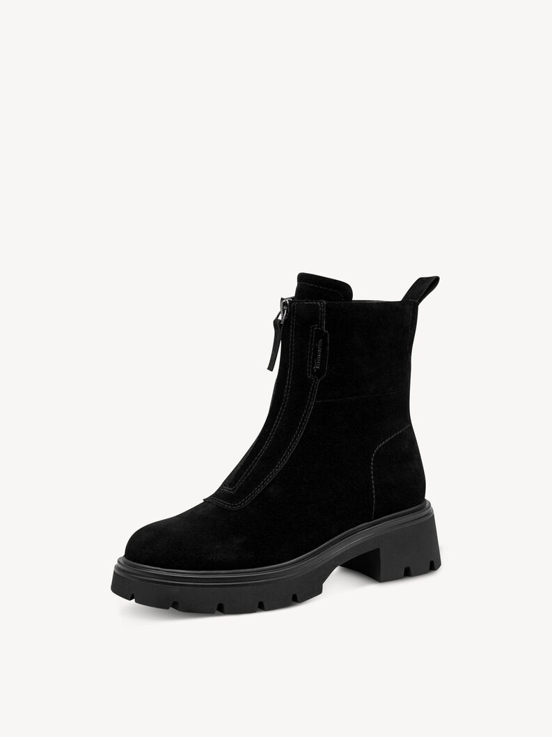 Lederstiefelette - schwarz, BLACK, hi-res