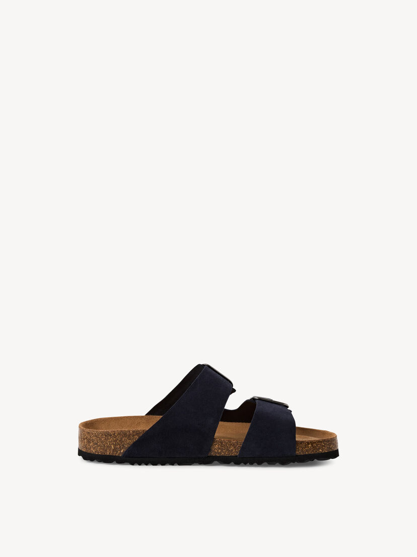 Leren Slipper - blauw, NAVY, hi-res