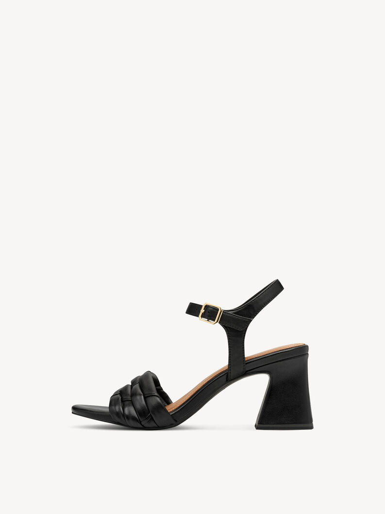 Sandale &agrave; talon en cuir - noir, BLACK, hi-res