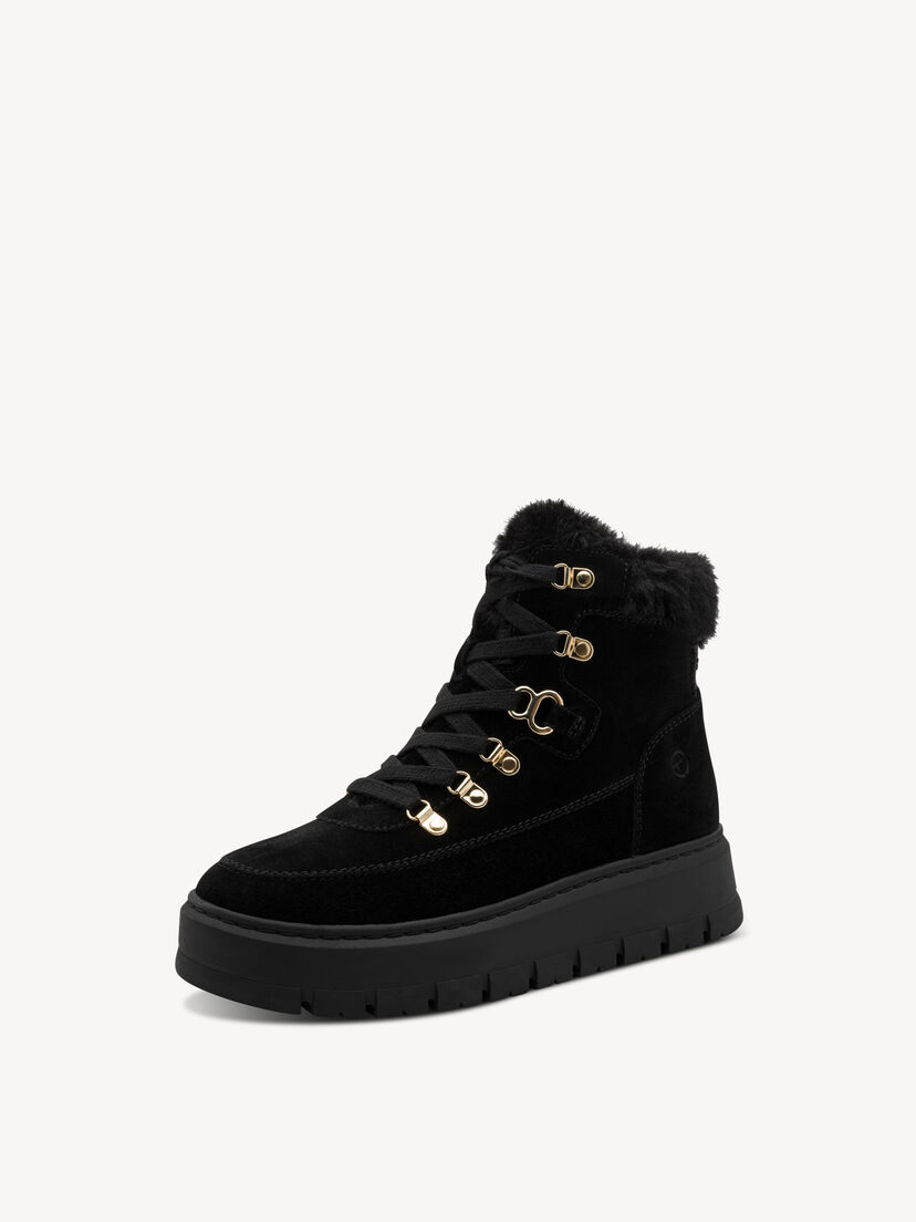 Enkellaarsje - zwart warme voering, BLACK, hi-res