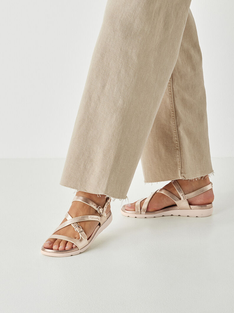 Sandale &agrave; talon en cuir - m&eacute;tallique, BRONCE, hi-res