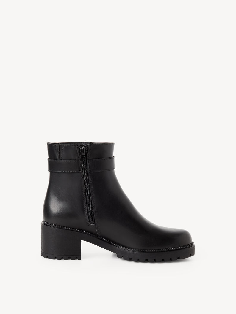 Lederstiefelette - schwarz, BLACK LEATHER, hi-res