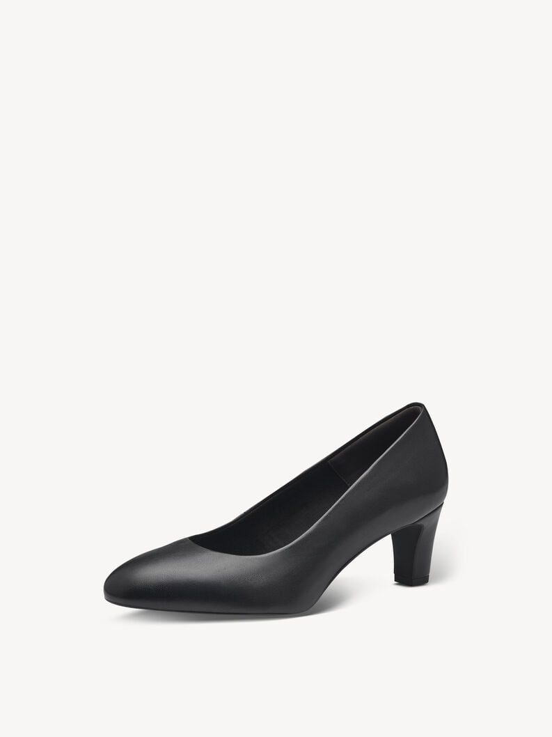 Escarpin en cuir - noir, BLACK, hi-res