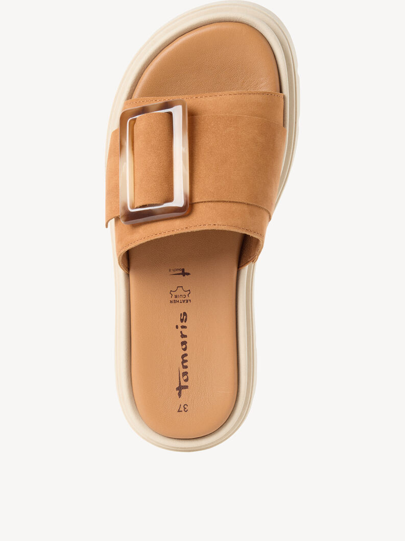 Lederpantolette - braun, COGNAC NUBUC, hi-res