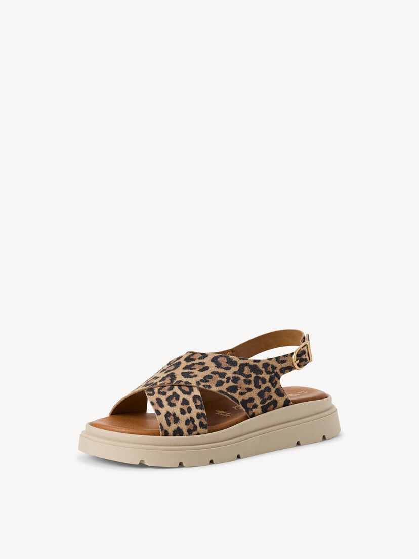 Leren Sandaaltje - bruin, LEOPARD, hi-res