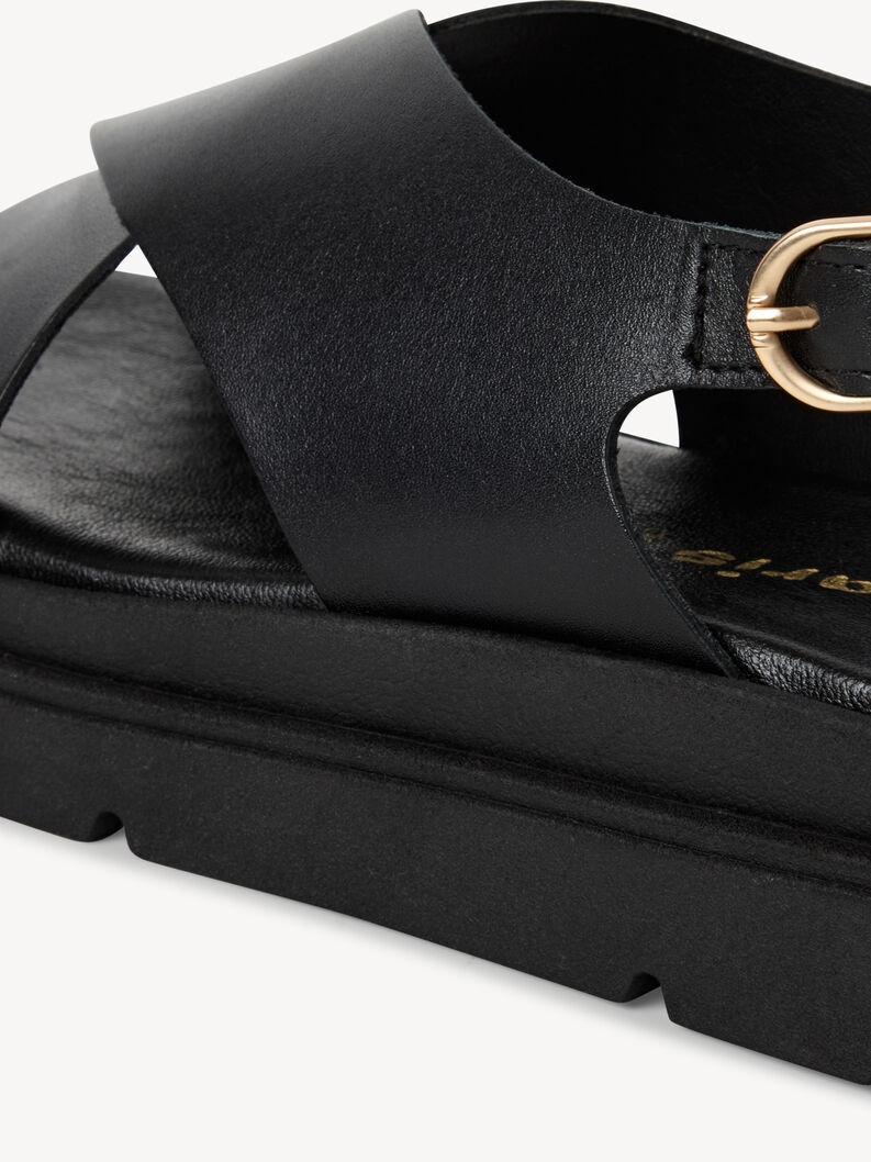 Leather Heeled sandal - black, BLACK LEATHER, hi-res