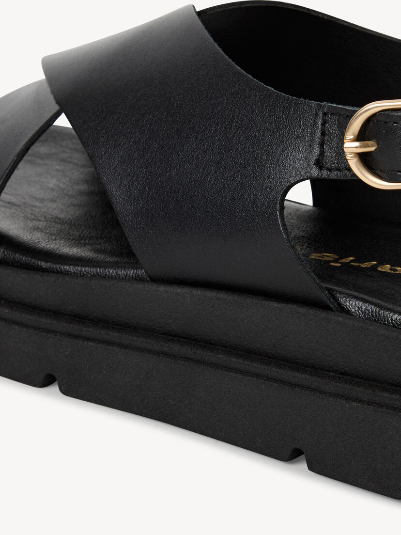 Leren Sandaaltje - zwart, BLACK LEATHER, hi-res