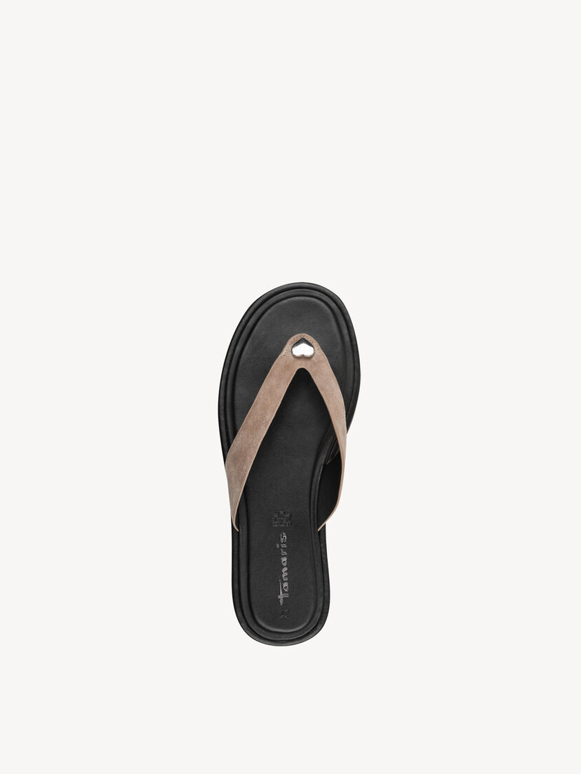 Leren Flip Flops - beige, TAUPE, hi-res