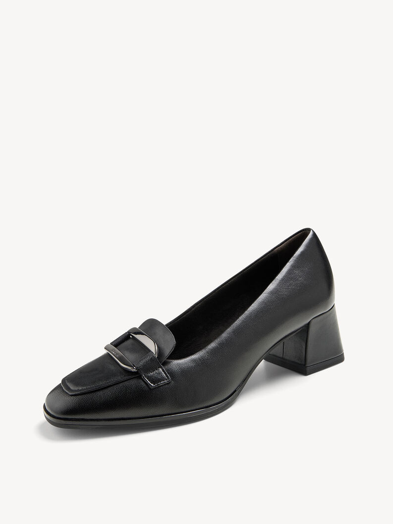 Escarpin en cuir - noir, BLACK, hi-res