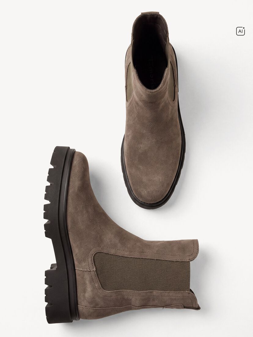 Leren Chelseaboot - bruin, TAUPE SUEDE, hi-res