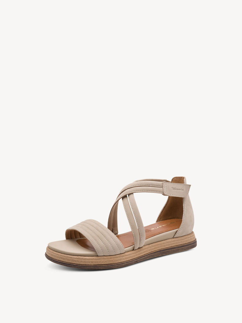 Ledersandalette - beige, TAUPE, hi-res