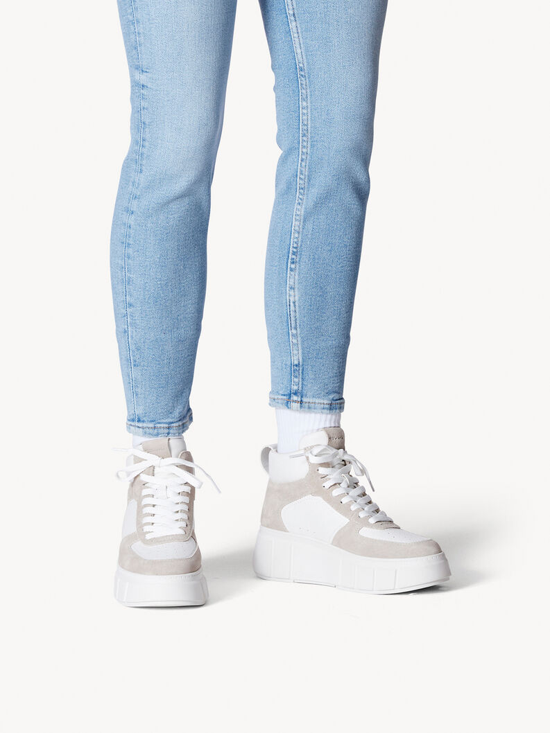 Leather Sneaker - white, WHITE/BEIGE, hi-res