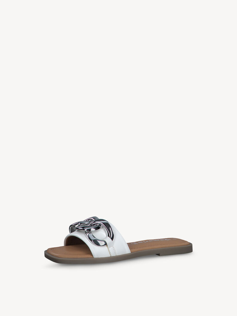 Leather Mule - white, WHITE/SILVER, hi-res