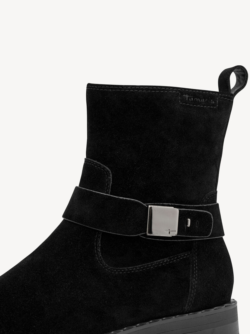 Leren Enkellaarsje - zwart, BLACK, hi-res