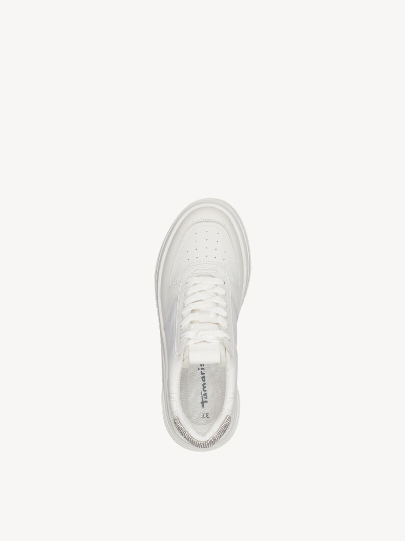 Basket en cuir - blanc, WHITE, hi-res