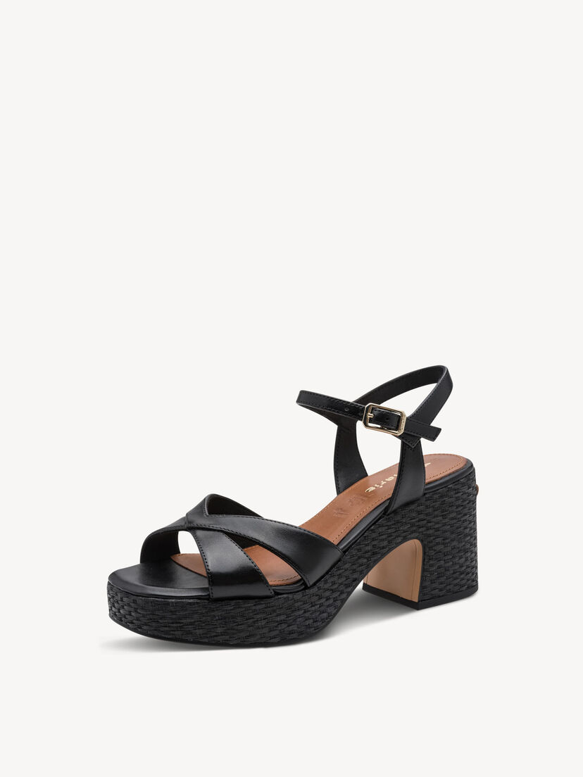 Leren Sandaaltje - zwart, BLACK LEATHER, hi-res