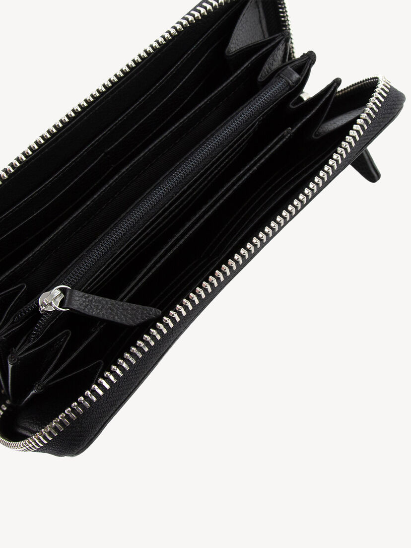 Leren Portemonnee - zwart, black, hi-res