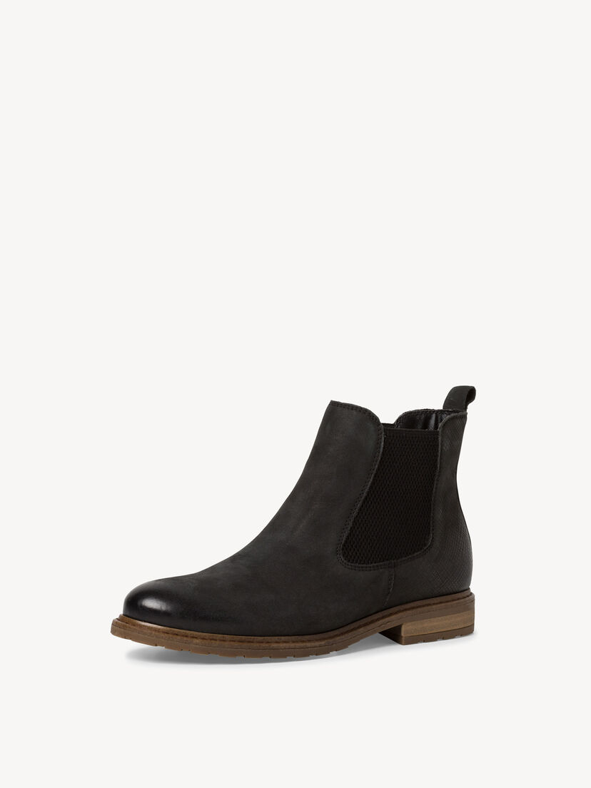 Leren Chelseaboot - zwart, BLACK/STRUCT., hi-res