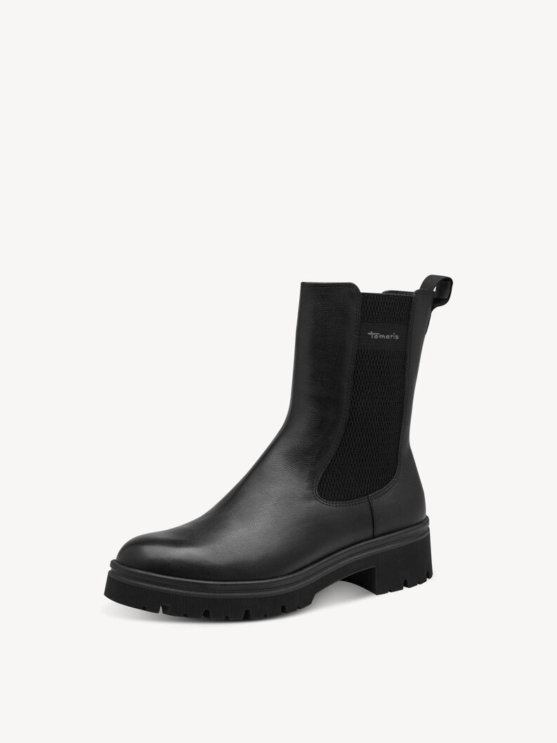 Leder Chelsea Boot - schwarz, BLACK, hi-res
