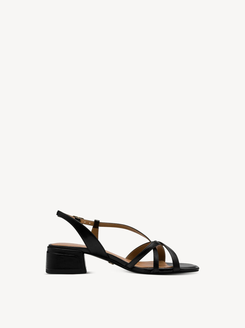 Leather Heeled sandal - black, BLACK, hi-res