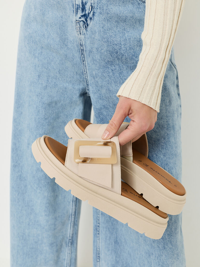 Leren Slipper - beige, IVORY NUBUC, hi-res