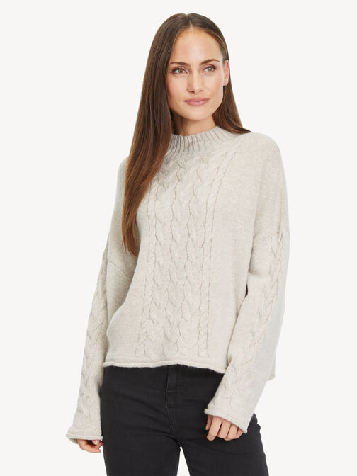 Oversized Knitted pullover, Tapioca, hi-res