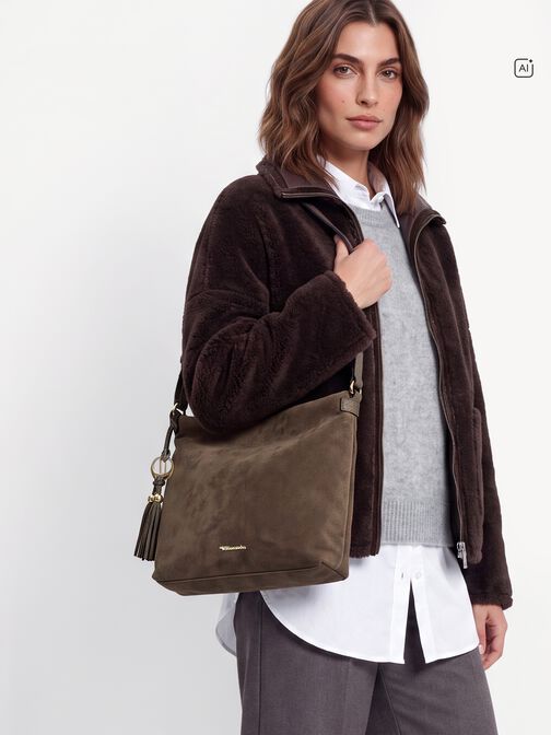 Satchel, taupe, hi-res