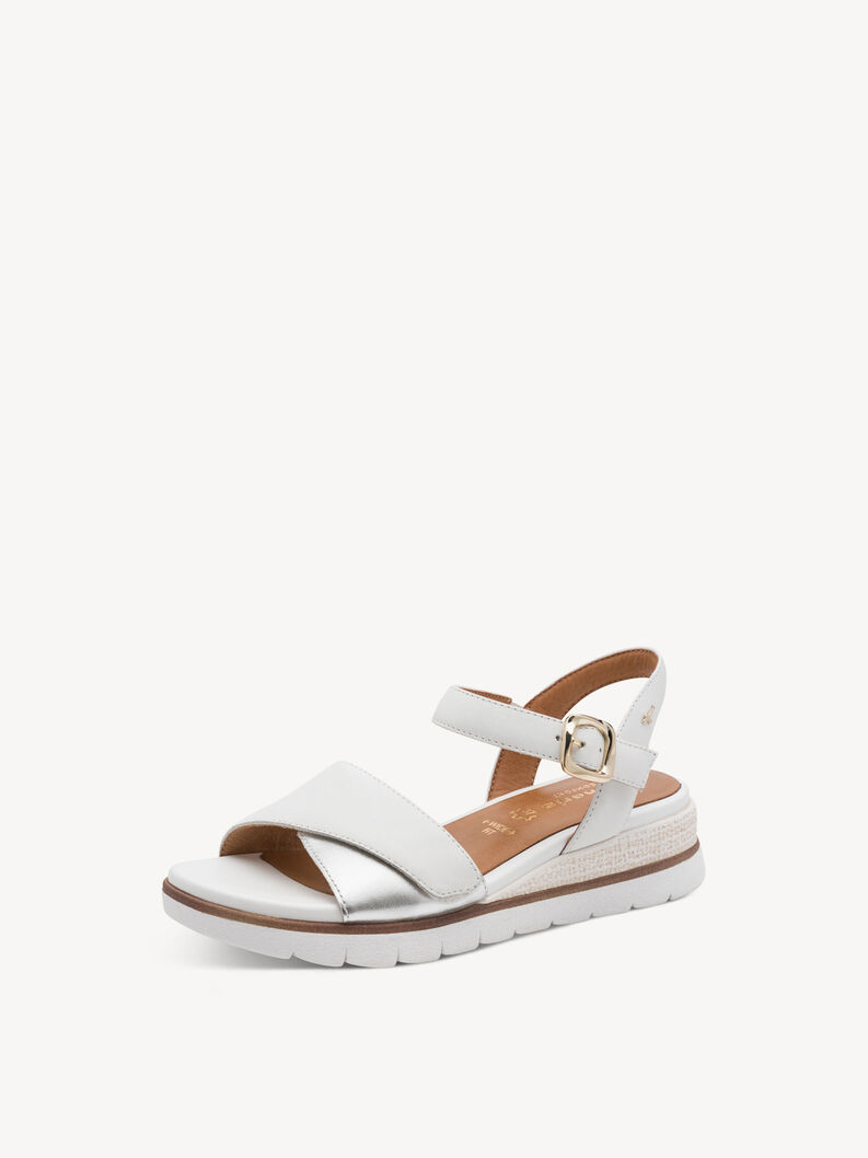 Sandale &agrave; talon en cuir - blanc, WHITE/SILVER, hi-res