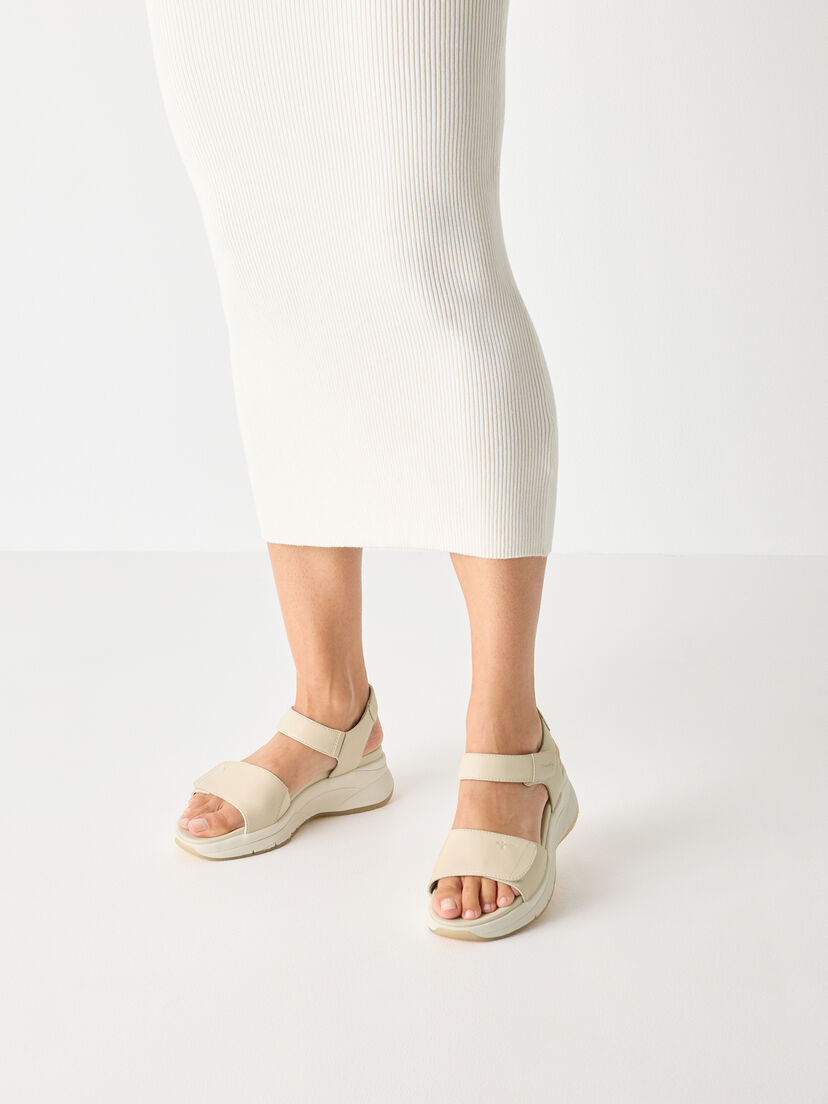 Leren Sandaal - beige, beige, hi-res