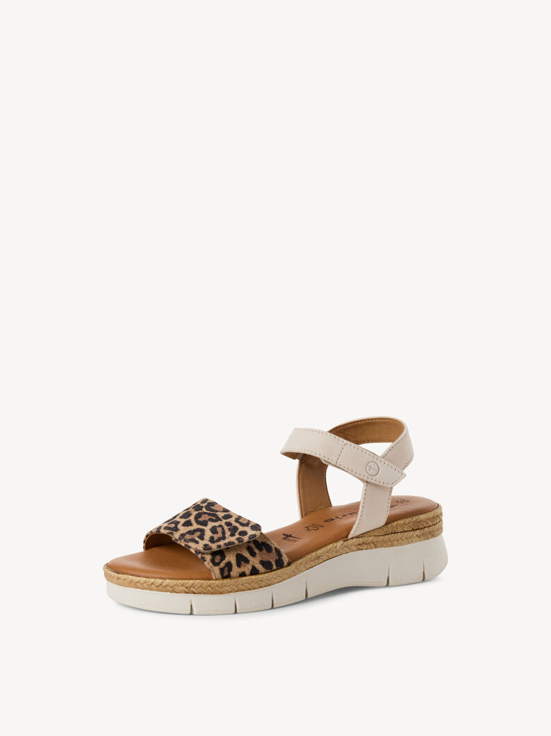 Ledersandalette - beige, IVORY/LEOPARD, hi-res